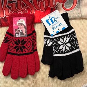 Red and Black Winter Gloves for Women